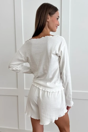 Vanilla - Ażurowy longsleeve z długim rękawkiem
