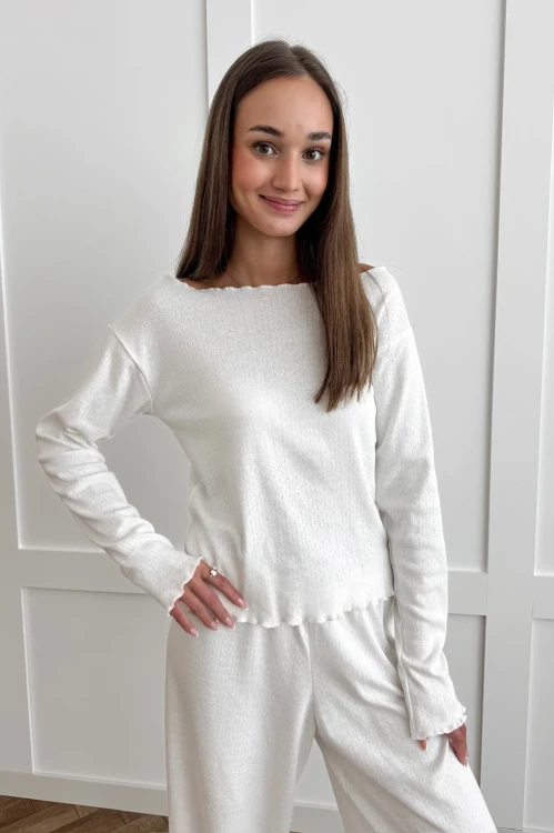 Vanilla - Ażurowy longsleeve z długim rękawkiem