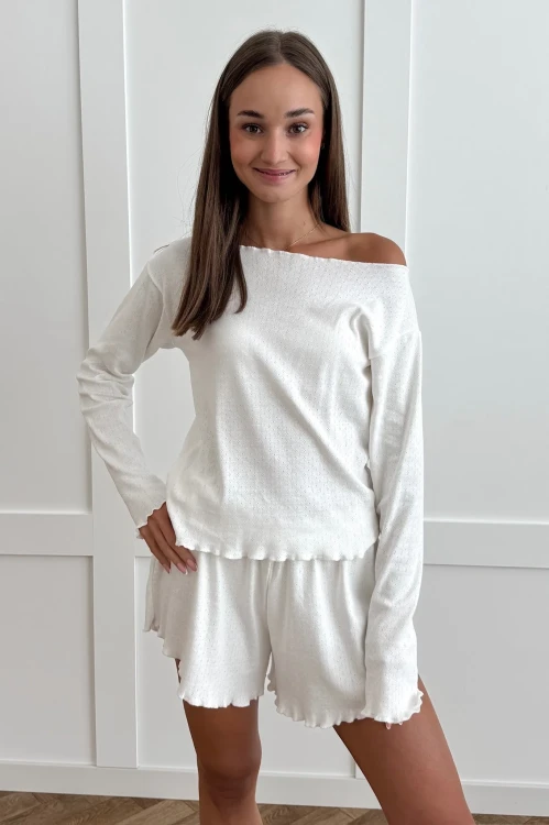 Vanilla - Ażurowy longsleeve z długim rękawkiem